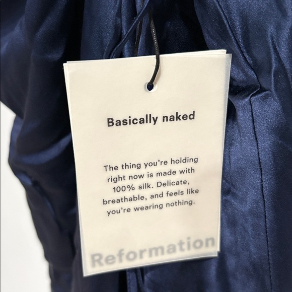 Reformation Anaiis Silk Dress Navy - Picture 8 of 8